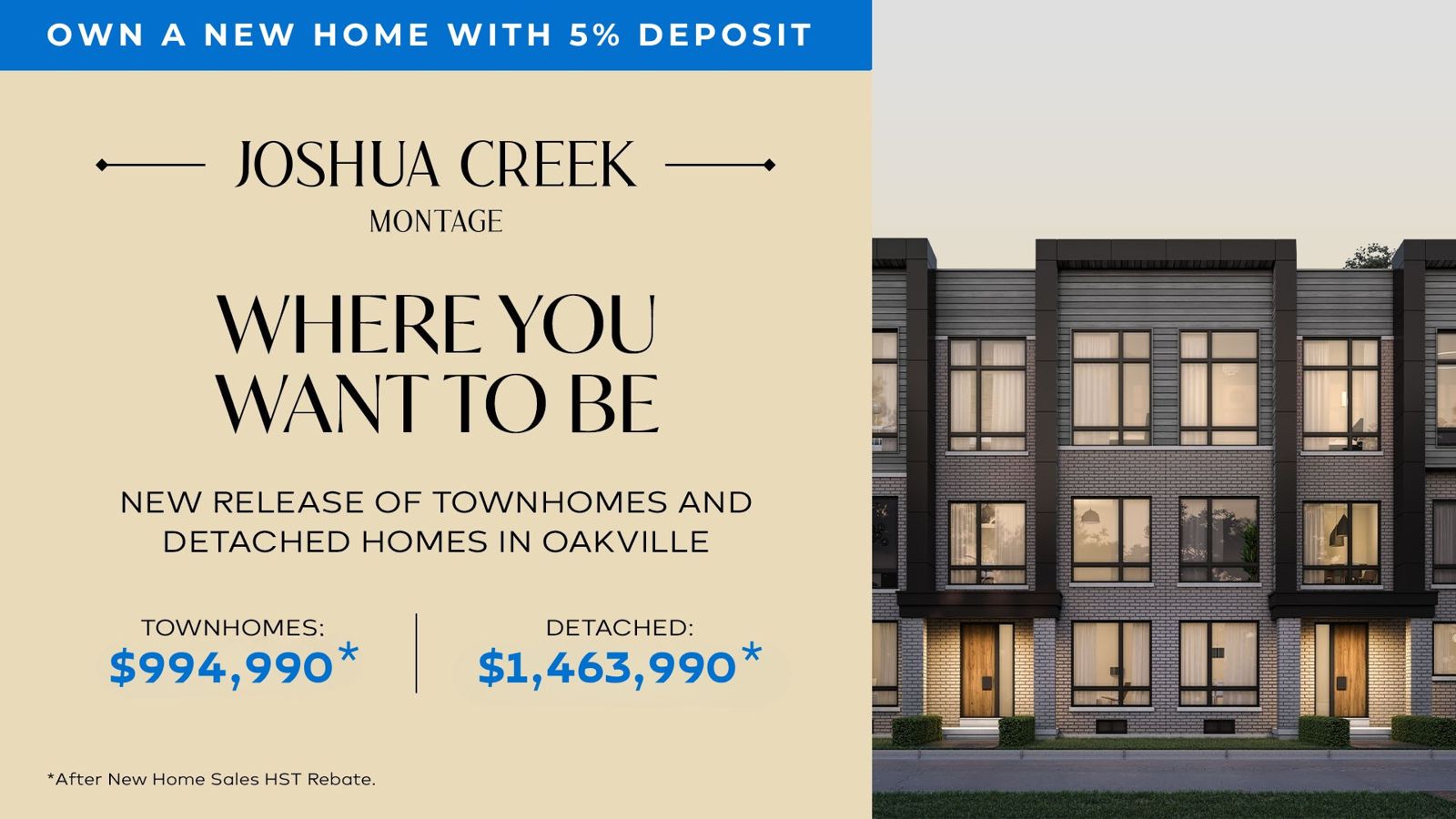Montage at Joshua Creek — new homes in Oakville, Ontario